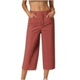 thumbnail image 3 of ZyeKqe Capri Pants for Women Low Waisted Dress Capris Straight Wide Leg Business Casual Cropped Pants, 3 of 6