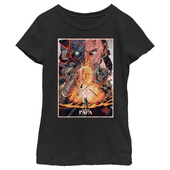 Netflix Girl's Stranger Things Retro Papa Poster Graphic T-Shirt