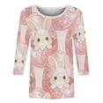 thumbnail image 5 of Ailaofu 3/4 Length Sleeve Womens Tops Casual Loose Fit Crewneck T Shirts Cute Easter Retro Print Three Quarter Length Tunic Tops, 5 of 7