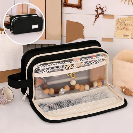 WLAGOOD Rectangular Cloth Pencil Case 8.7 x 4.3 x 2.8 in Large Capacity Storage Pouch Lightweight Portable Organized Pencil Pouch for Youngsters Home Campus office Daily Supplies