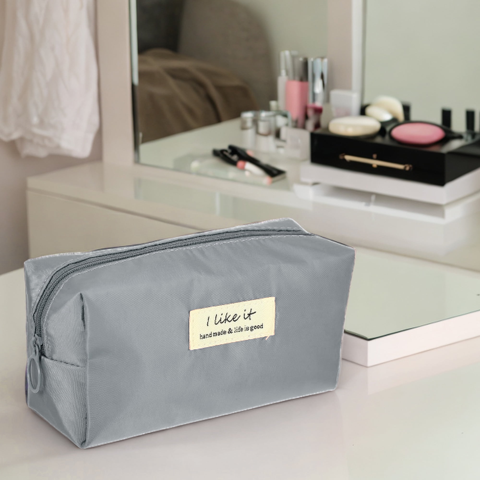 Unique Bargains 1 Pc Women Waterproof Makeup Bag for Business Travel Vacation Wedding Gray