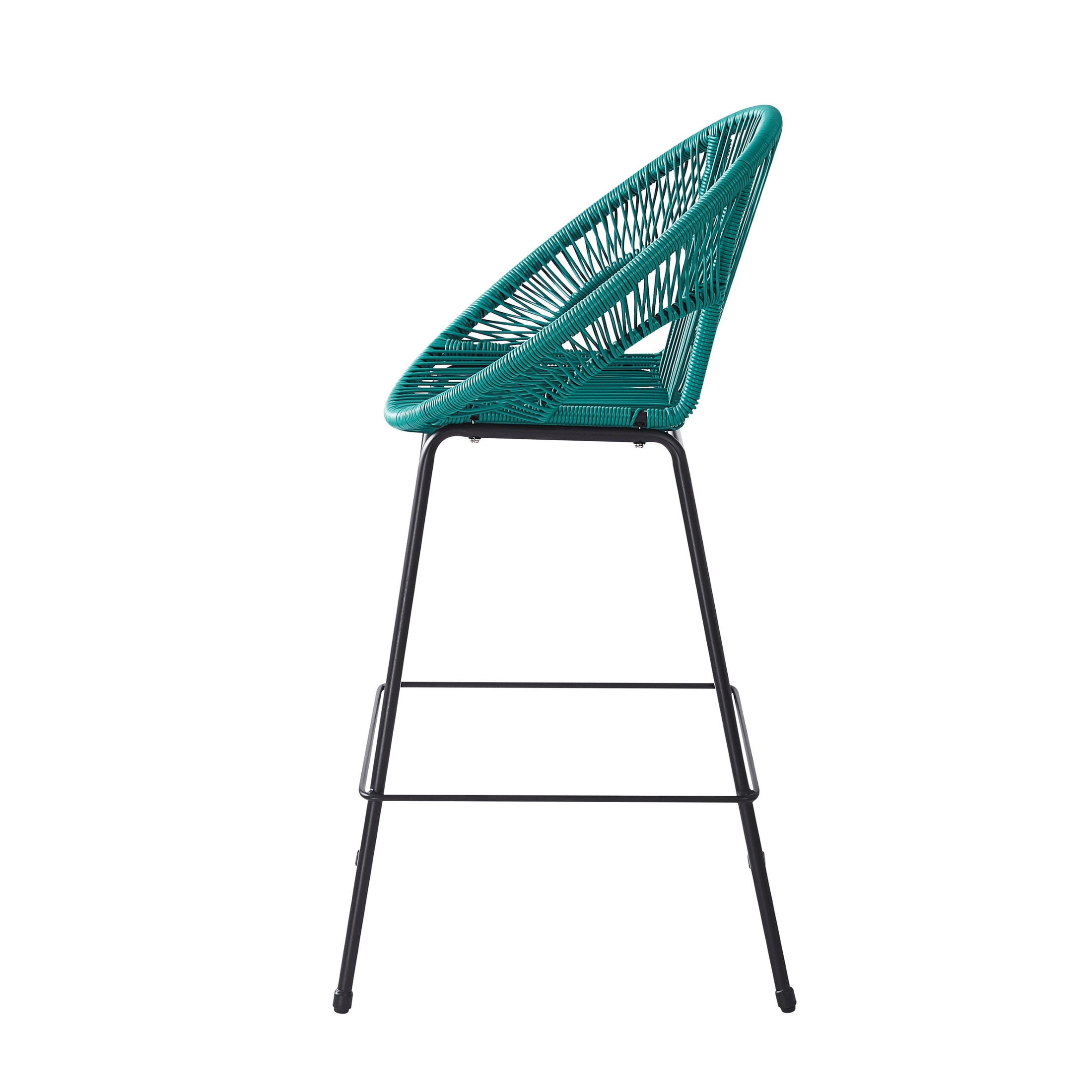 Christopher Knight Home Modern 28.5" Outdoor Faux Wicker Bar Stools, Metal Frame, Teal, Set of 2