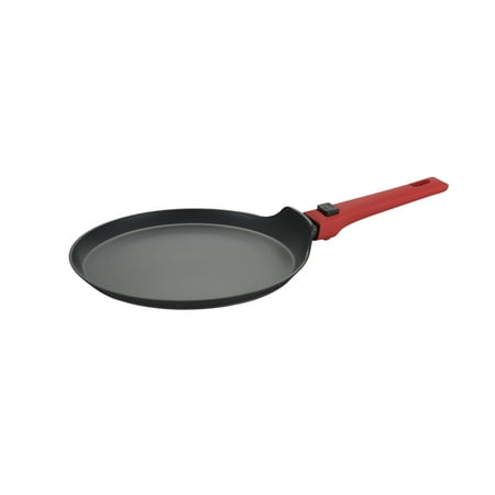 Greblon C2+ Non-Stick Coated Scratch Resistant Forged Aluminum Round Crepe Pan with Detachable