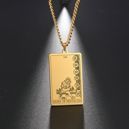 Pentacles Tarot Card Pendant for Necklace 14K Yellow Gold Golden Jewelry Accessories Charms Pendants