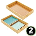 thumbnail image 2 of mDesign Stackable 15" Long Office Bamboo Drawer Organizer, 2 Pack, Natural Wood, 2 of 8