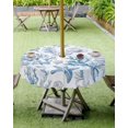 thumbnail image 3 of Ocean Coral Blue Outdoor Tablecloth with Umbrella Hole and Zipper 60" Round Table Cover Summer Seashells Starfish Waterproof Tabletop Collection for Patio Garden Picnic Camping, 3 of 5