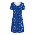 thumbnail image 4 of Robe Imprimée Florale pour Femmes Été Décontractée Manches Courtes Col en V T-Shirt Robe Coupe Ample Style Tunique, 4 of 7
