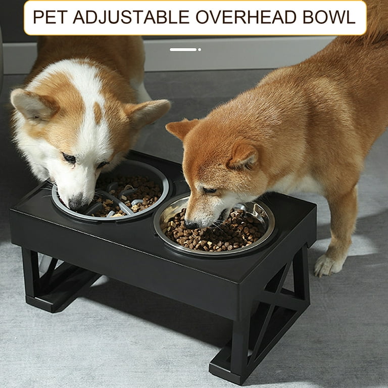 Dog Double Bowls Stand Adjustable Height Pet Feeding Dish Bowl Medium Big Dog  Elevated Food Water Feeders Lift Table for Dogs