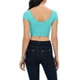 thumbnail image 3 of Womens Trendy Solid Color Basic Scooped Neck and Back Crop Top Mint Small, 3 of 3