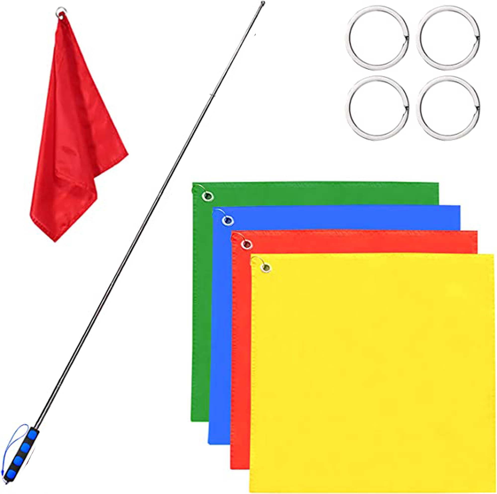 4 Pcs Horse Training Flag Horse Training Equipment with 48" Telescopic Handheld Blue Flagpoles