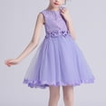 thumbnail image 5 of Girls' Summer Short Sleeve Dress with Ruffled Lace Embroidery and Bow Detail, 5 of 5