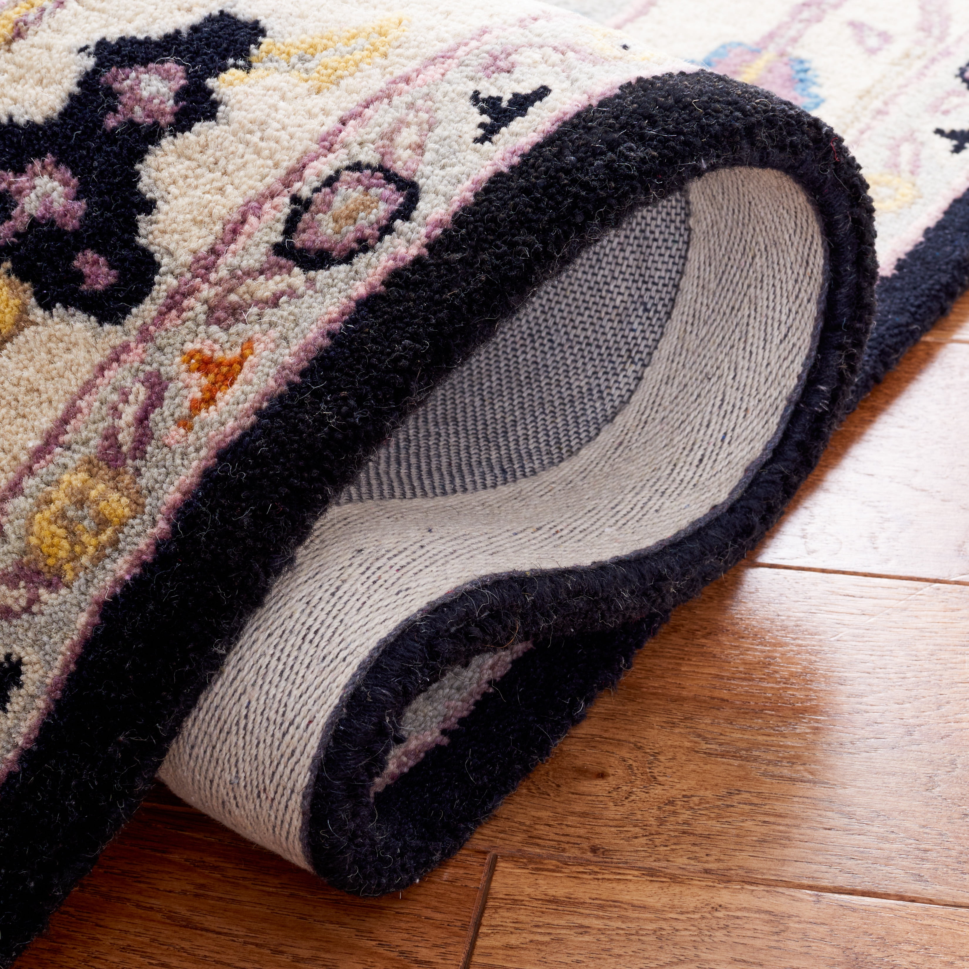 SAFAVIEH Anatolia Dalton Oriental Wool Area Rug, Black/Ivory, 8' x 10'
