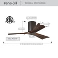 thumbnail image 6 of Matthews Fan Company IR3H-TB-WA-60 Irene 60" Textured Bronze Hugger Ceiling Fan with 3 Walnut Blades, Remote and Wall Control, Indoor/Outdoor Damp Rated, 6 of 6