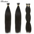 thumbnail image 3 of Benehair Human Hair Extensions 1g Nano Ring I Tip Remy Hair Loop in Microlink Full Head Women Seamless Black 50g, 3 of 12