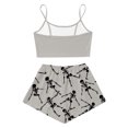 thumbnail image 4 of Xijirk Women Halloween Pajama Set Spaghetti Strap Crop Top with Shorts Skeleton Hand Print Loungewear for Sleepwear and Holiday Party,Grey,XL, 4 of 5