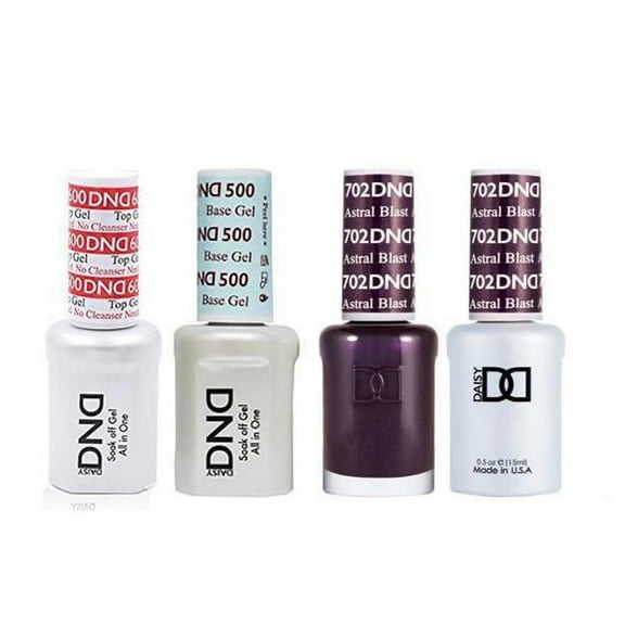 DND Daisy Nail Design Gel Polish 4ct Combo - Base, No Cleanse Top Coat, Gel, & Lacquer - Astral Blast 702