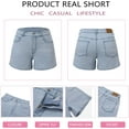 thumbnail image 3 of KISSMODA Women's Mid-High Waisted Ripped Denim Jean Shorts, Cutoff Stretchy Summer Shorts, 3 of 4