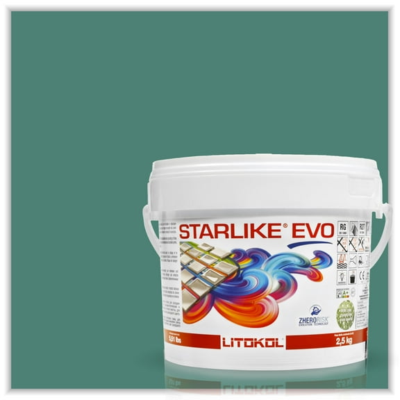 Starlike EVO Glamour Collection Epoxy Tile Grout - Verde Pino FETI1003, 2.5 kg/5.5 lbs Indoor/Outdoor Tile Adhesive and Two-Part Epoxy Grout for Shower, Pool, Bathroom, or Kitchen Walls or Floors