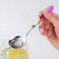thumbnail image 3 of Soup Spoons,Round Stainless Steel Bouillon Spoons with Flower Edge 12-Piece Stainless Steel Set Use for Coffee Sugar Dessert Cake Ice Cream Soup - 6.2 Inches-Gradient Rainbow, 3 of 7