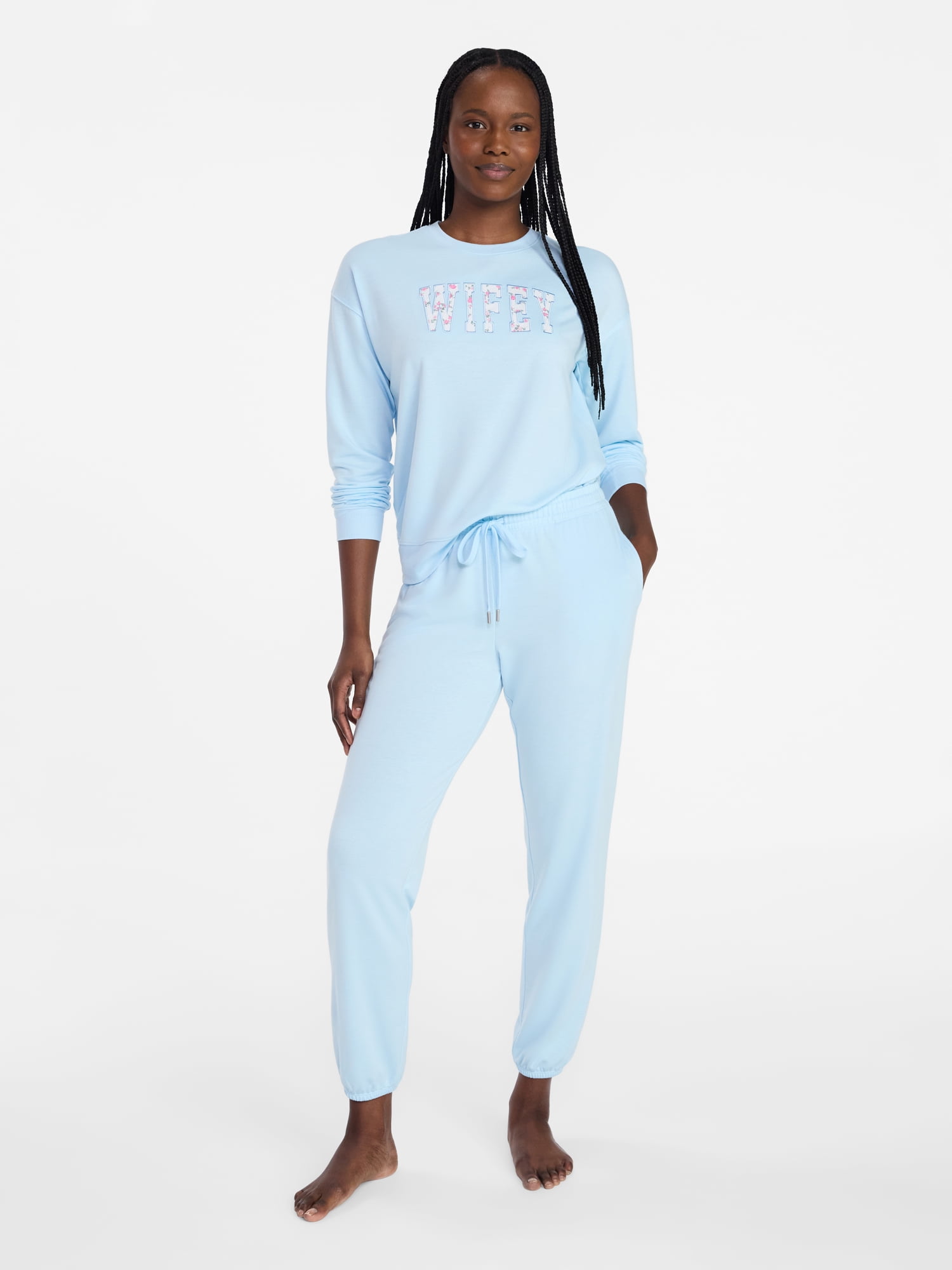 Joyspun Women's French Terry Knit Bridal Jogger Sleep Pants, 29'' Inseam, Sizes XS-3X