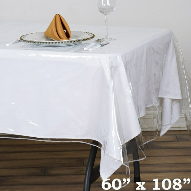 BalsaCircle Clear Plastic Vinyl Tablecloth Waterproof Wipeable