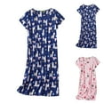 thumbnail image 4 of YOTMKGDO Women's Cotton Nightgown Sleepwear Short Sleeves Shirt Casual Print Sleepdress Nightshirts Gowns (#2 Blue, M), 4 of 4
