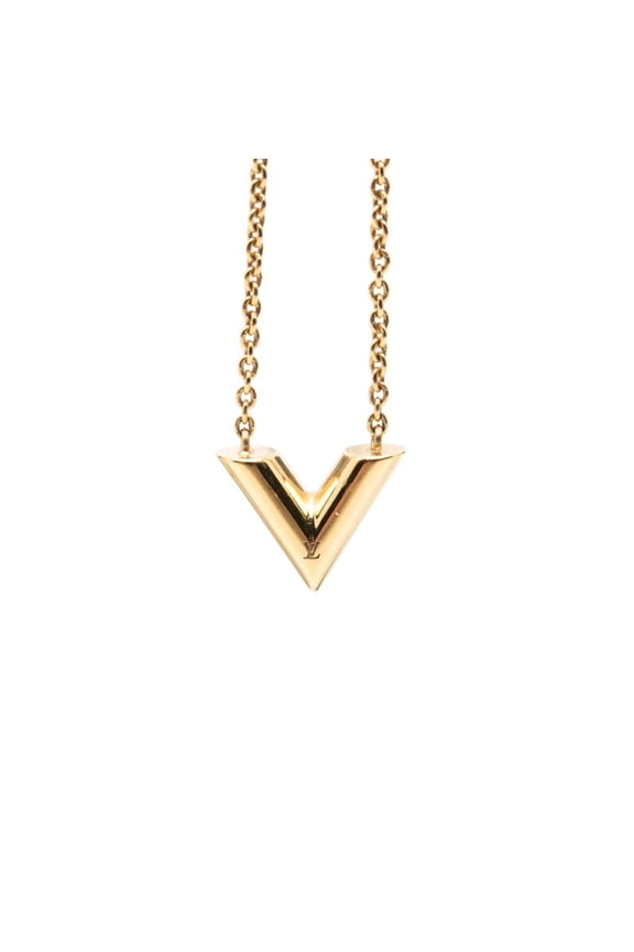 Pre-Owned Louis Vuitton Essential V Chain Pendant Necklace M00857 Gold Plated Women's LOUIS...