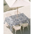 thumbnail image 3 of 60x84 Inch Outdoor Tablecloth with Umbrella Hole Zipper Rectangle Blue Floral Rectangular Tablecloths Outside Waterproof Farmhouse Vintage Flower Leaf Botanical Patio Table Cover for Picnic Party, 3 of 8