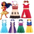 thumbnail image 2 of Vestido de princesa Disney Moana Elena para niña, ropa informal para fiesta de cumpleaños, vacaciones, disfraces de Rapunzel Frozen Blancanieves, 2 of 5