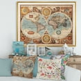 thumbnail image 2 of Designart 'Vintage Map of The World VIII' Vintage Framed Canvas Wall Art Print, 2 of 5