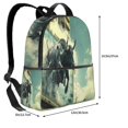 thumbnail image 4 of Lsque Bull Charging Through Waves Pattern Backpack – School Travel Canvas Daypack with Ergonomic Padded Straps, Multiple Compartments & Leather Handle, 4 of 5