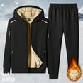 thumbnail image 2 of Mens 2 Piece Tracksuit Set with Sherpa Lined Thick Warm Thermal Fleece Hoodie Sweatpant Winter Sports Outfits, 2 of 5