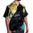 thumbnail image 2 of Crow Men's Short Sleeve Hawaiian Poplin Shirt - Casual Printed Button Down Summer Beach Shirt for Men, 2 of 6