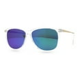 thumbnail image 4 of Mens Color Mirror Polarized Gentlemanly Classy Horn Rim Snazzy Sunglasses Clear - Teal Mirror, 4 of 8