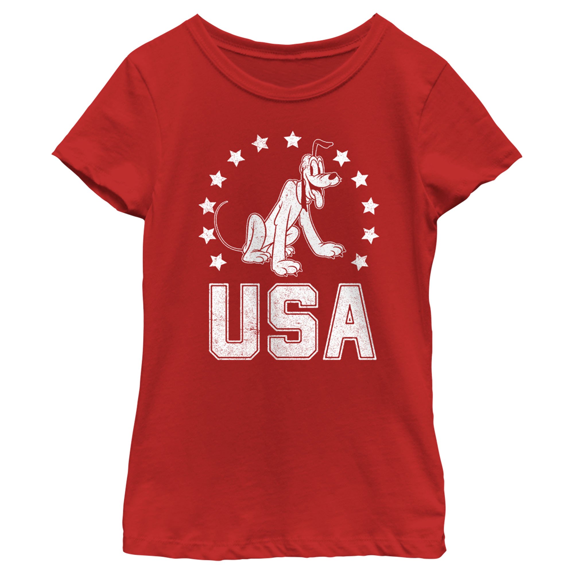Girl s Mickey & Friends Patriotic Pluto Graphic Tee Red X Large