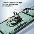 thumbnail image 6 of for iPhone 14 Plus Hard Case, with Camera Cover & Kickstand Holder, Built-in 360°Rotate Ring Stand Anti-scratch Drop Protection Magnetic Phone Case for Apple iPhone 14 Plus - Green, 6 of 8