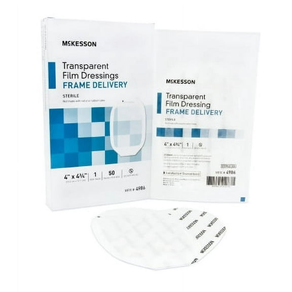 McKesson Transparent Film Dressing Framed Octagon, 4 X 4-3/4 Inch, Sterile, Case of 200