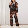 thumbnail image 2 of KLL Cute Maple Leaf Puppy Print Women's Long Sleeve Pajamas with Pants Sleepwear Loungewear 2 Set-X-Large, 2 of 7