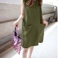thumbnail image 6 of Sngxgn Women's Cozy Knit Sleeveless Bateau Neck Midi Dress(Army Green,M), 6 of 7