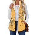 thumbnail image 6 of Women's Retro Print Warm Fleece Lined Cardigan Vest Coat Orange S, 6 of 7