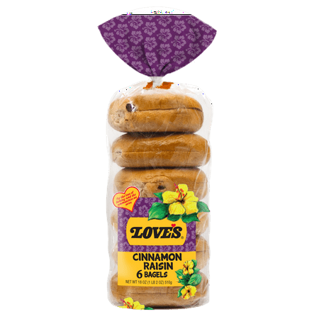 Loves Cinnamon Raisin Bagel 6-Pack with Soft Texture