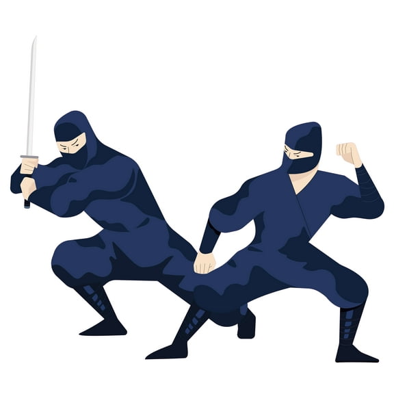 Vinyl Adhesive Kids Boys Bedroom 17" x 20" Ninja Martial Arts Stance Home Living Room Wall DÃ©cor Sticker Shinobi Assassin Battle Poses Design Removable Multicolored Wall Decal