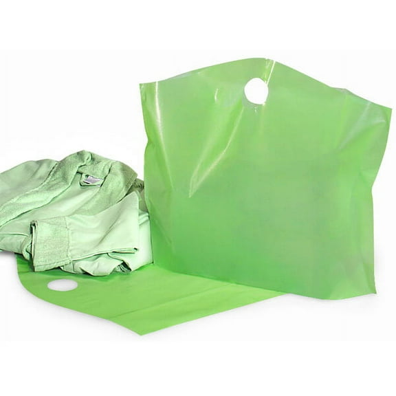 Pack Of 250, Solid Citrus Wave Top Plastic Bags Large 22 X 18 X 8" 25% Recycled 2.25 Mil As Shopping Bag Or For Gift Packaging
