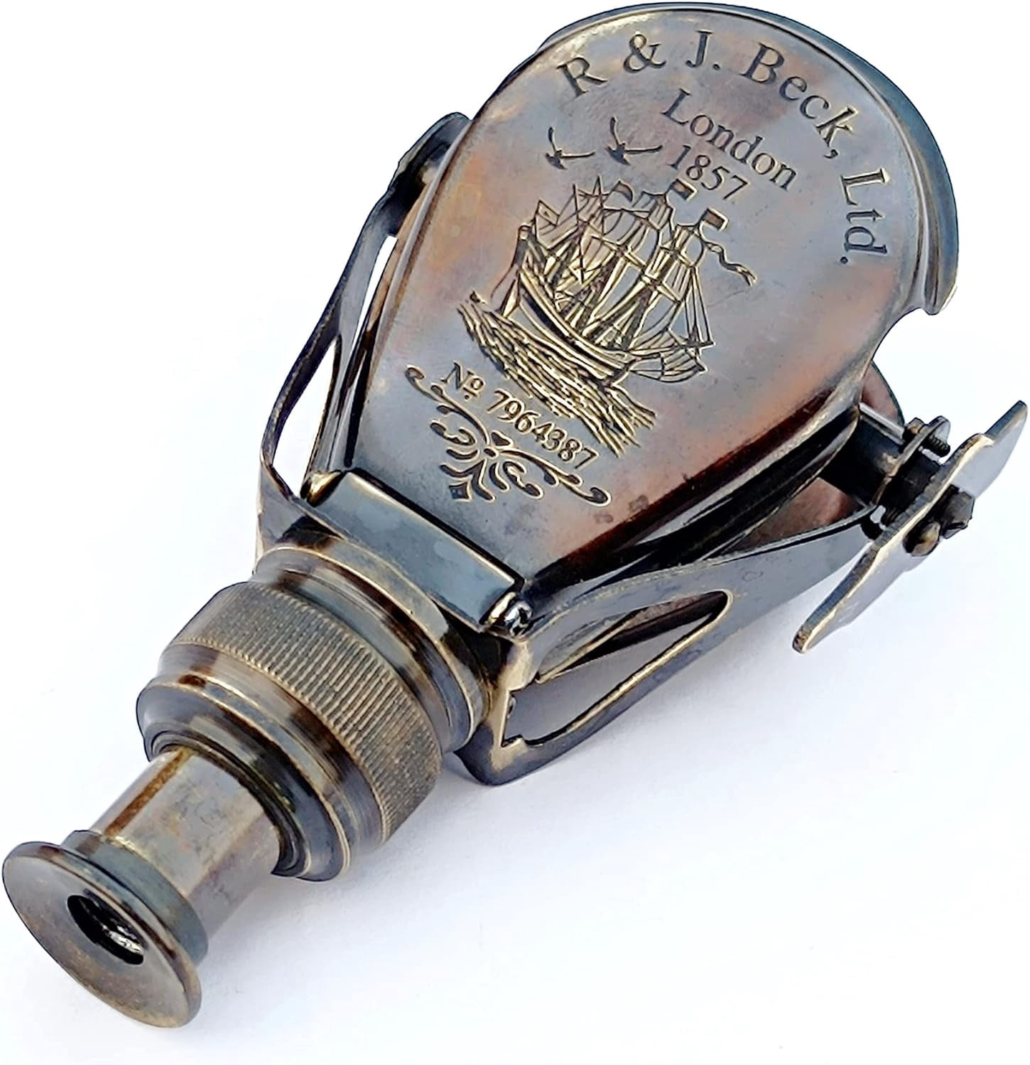 Marine Vintage Antique Handheld Brass Monocular Binocular for Hunting,Bird Watching, Trekking, Camping, Sports, Outdoor Games, Binocular for Adults and Kids with Leather Cover