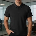 thumbnail image 2 of Men's Business Casual Polo Shirt, Waffle Knit Short Sleeve Breathable Top for office & Summer Size M-4XL Black, 2 of 8