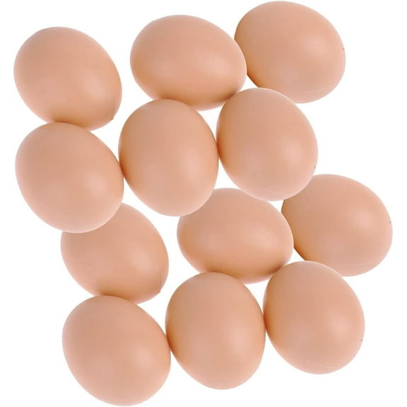 12Pcs Plastic Fake Eggs, Fake Eggs Gifts,Play Eggs Chicken Coop Decor,Nesting Box Eggs,Fake Chicken Eggs, Brown