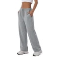 thumbnail image 3 of Sundazz Wide leg Sweatpants Women Baggy Sweat Pants Drawstring Casual Workout Pants with Pockets,Light Gray,S, 3 of 8