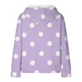 thumbnail image 5 of Norvella Womens Polka Dot Waffle Hoodie 3/4 Sleeve Drawstring Hood Kangaroo Pocket Relaxed Fit Pullover Sweatshirt Casual Top, 5 of 5