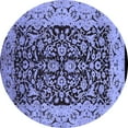 thumbnail image 1 of Ahgly Company Machine Washable Indoor Round Oriental Blue Industrial Area Rugs, 5' Round, 1 of 4