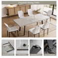 thumbnail image 2 of Modern Dining Table 7-Piece Kitchen Table Set for 6 People Rectangular Wood Dining Table with 6 Upholstered Leather Chairs, 2 of 6